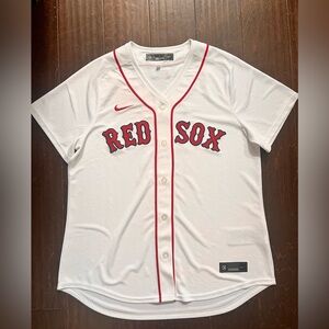 Nike Red Sox White and Red Women's Jersey
